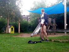 Uncut Twink Jerks Off In His Backyard