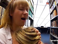 Amateur German Blondes Have Lesbian Sex In Public Library