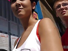 Watch this hot chick cheat on her boyfriend for cash in POV reality video!