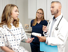 Inked blondie Ophelia Kaan gets fucked by cocky doctor