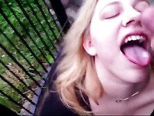 Blonde Takes Cumshot Outside 2