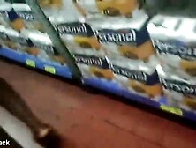 Public: nasty little ebony hotty goes to the market out of pants