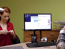 Loan4k. red haired has impromptu sex in the office with loan agent