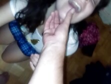 SERVICE KITTY BJ IN A BLUE SKIRT