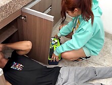 Youthful neighbor plumber unclogs my pipes - Thiago Lopez & Celeste Alba