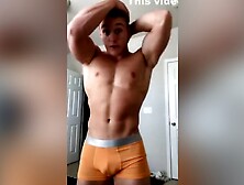 Young Muscle Hunk Flexing In His Underwear