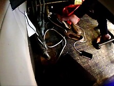 Candid Under Desk Shoeplay - dipping,  dangling sexy feet