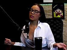 Charming brunette plays stripper,  shows off her gorgeous tits and tight cunt after saying she used to go to nightclubs and didn'