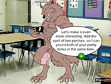 Halloween Magic Book Pt.  Three - Werewolf Double Penetration