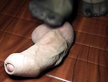 Pantyhose feet play with balls