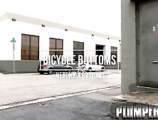 BBW on Bicycle Gets Double Teamed and Fucked by 2 Big Dicks