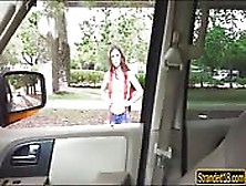 Skinny Teen Lucy Doll Screwed In The Car