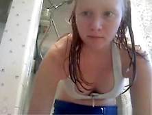 Redhead Girl Shaves Her Pussy Under The Shower