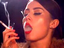 Anna Zapala Smoking In Fur Coat