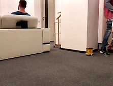 That babe sucked delivery chap shlong and put his cum to her cuckold - spouse's coffee