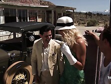 1920S Orgy Parody Two Blondes And A Brunette Share A Set Of Cocks