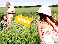 Caught Old Couple Fucking in the Field! Granny Was So Wet, I Had to Slide In Too at GrandParentsX
