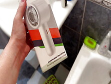 Bought A New Masturbator.  I Am Testing An Automatic Masturbator.  Jerking Off My Cock In The Shower