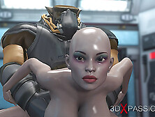 Alien monster fucks a young girl in the Mars base camp