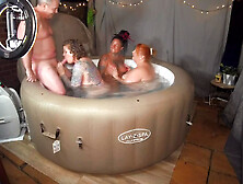 Sexy tub Fun with three MIlfs and a DILF