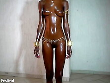 Perfect shinny ebony body and oily melons