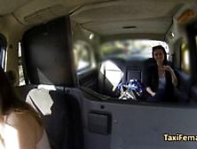 Lesbo Taxi Driver Fuck Brunette On Backseat