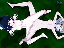 Hibiki Tachibana and Miku Kohinata engage in intense lezzie play.  - Symphogear Asian cartoon