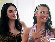 Brunette hair Whitney Wright didnt know that the party was for lesbo singles mix in.  Lilly Bell,  Charlotte Sins and Ella Reese b