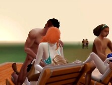 Nami and Robin relaxing group sex at the Spa Island