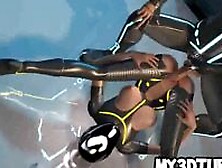 Busty 3D Cartoon Tron Babe Getting Fucked Hard