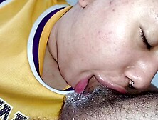 she swallows hard with her huge lips,  fucking in an extreme oral sex until the cuck orgasm
