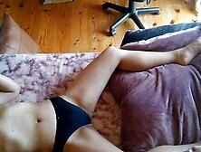 Immediate masturbates of a woman who explodes with horniness after her period ends.