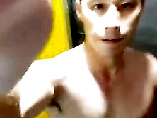 Chinese Dude Takes Shower At Gym