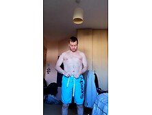 LongJohn0Hara getting without his beach wear and going into the shower