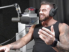 Muscular guy,  podcast,  behind the scene