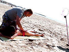 Homemade Milf mounts a stranger on the Beach and does squirt when he rides her bum with his hand.  He climax in her mouth