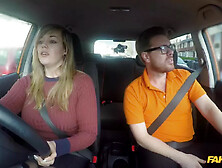 34F Boobs Bouncing In Driving Lesson 1 - Madison Stuart