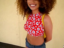 Sweet,  curly ebony brunette,  Cecillia Lion is fucking her neighbor while his wife is working