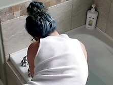 Upskirt Getting Ready For A Bath
