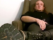 Long haired hunk Peter Hooke unloads hot jizz after SOLO WANKING session