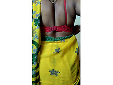 Desi saira yellow saree home alone fingaring