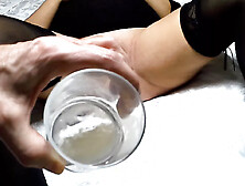 Insemination of a slave with spunk,  cums,  electric toothbrush