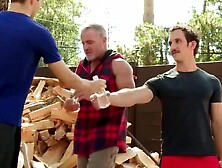 Sweaty Bondage Stepdads WoodChopping Lesson