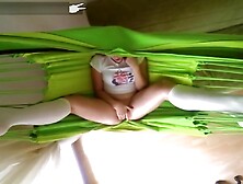 CODEFUCK sexy solo in green hammock masturbate in stockings fingering pussy