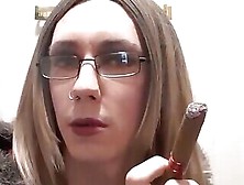 Tranny Tries A Cigar For The First Time.