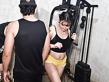 Hot Latina Stepsisters Candy Crush & Candy Kush Share Gym Trainer's Big Cock - Threesome Blowjob & Riding