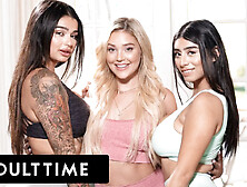 Violet & Carolina's Wild Threesome With Their Curvy Yoga Instructor!