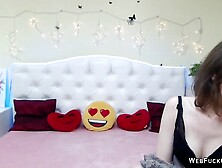 Brunette amateur flashes tits in bra