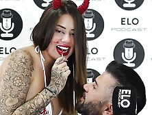 SARA BLONDE SUCKS THE LOLLIPOP IN THE SPICY ROOM