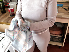 German Maid Cleaning Kitchen Shocked By Big Cock Flash - Turkish Hairy Pussy Amateur POV 4K